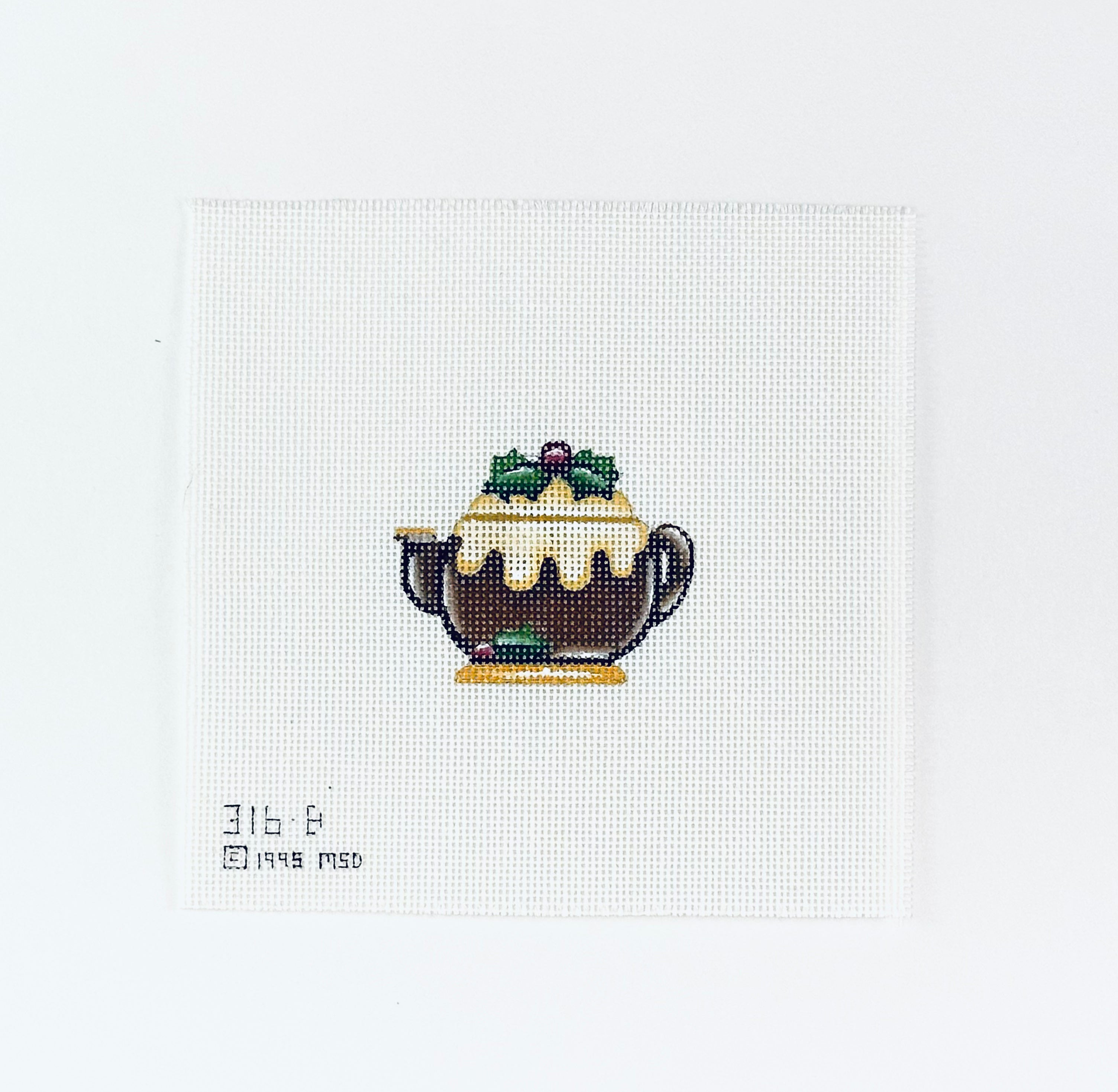 Chocolate Christmas Dessert Mini Teapot Ornament by Melissa Shirley, vintage