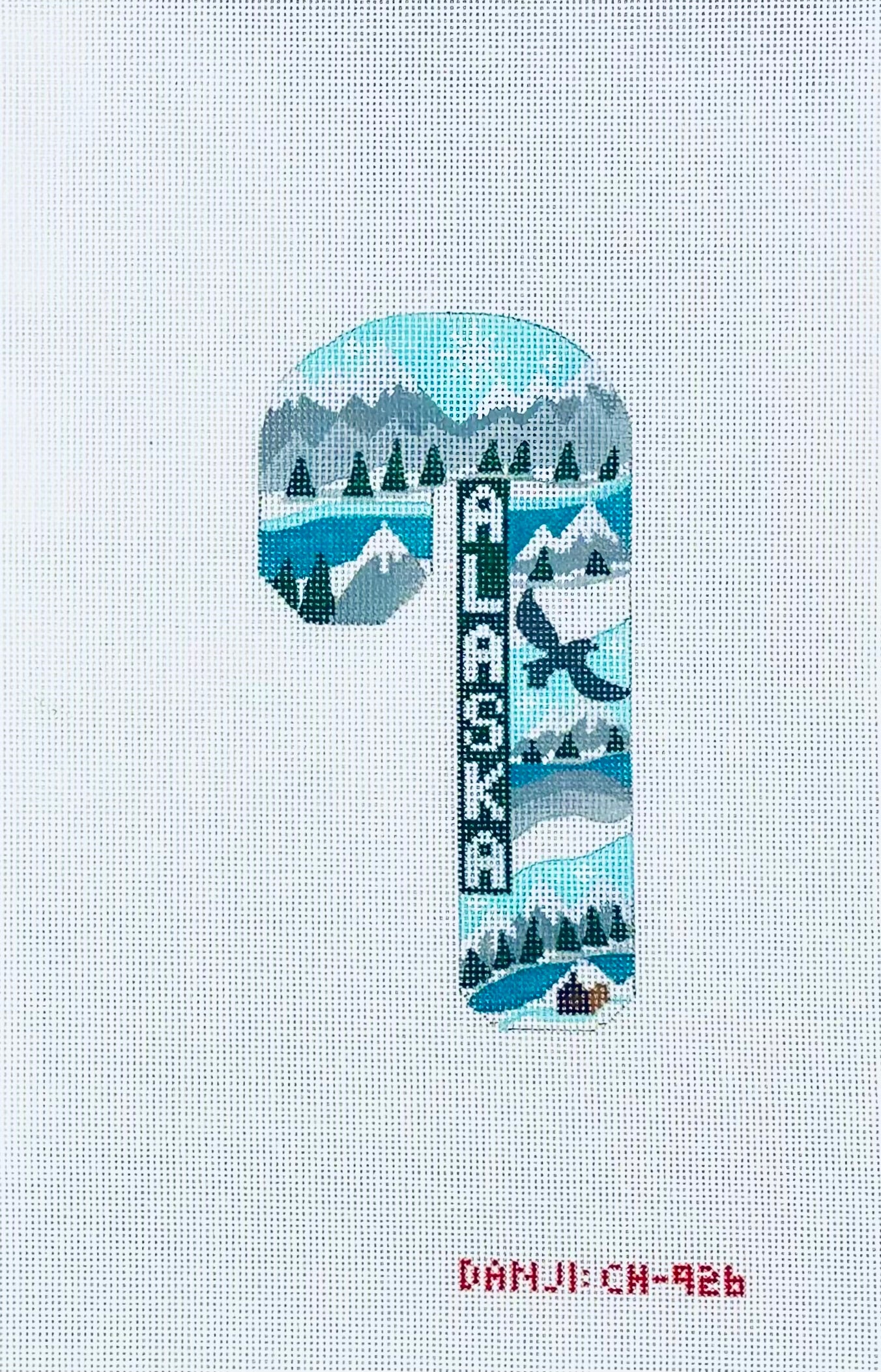 Alaska Mountains Candy Cane Ornament by Danji