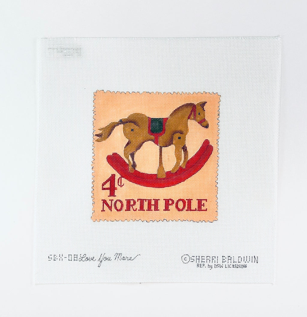 Rocking Horse North Pole Stamp by Sherri Baldwin
