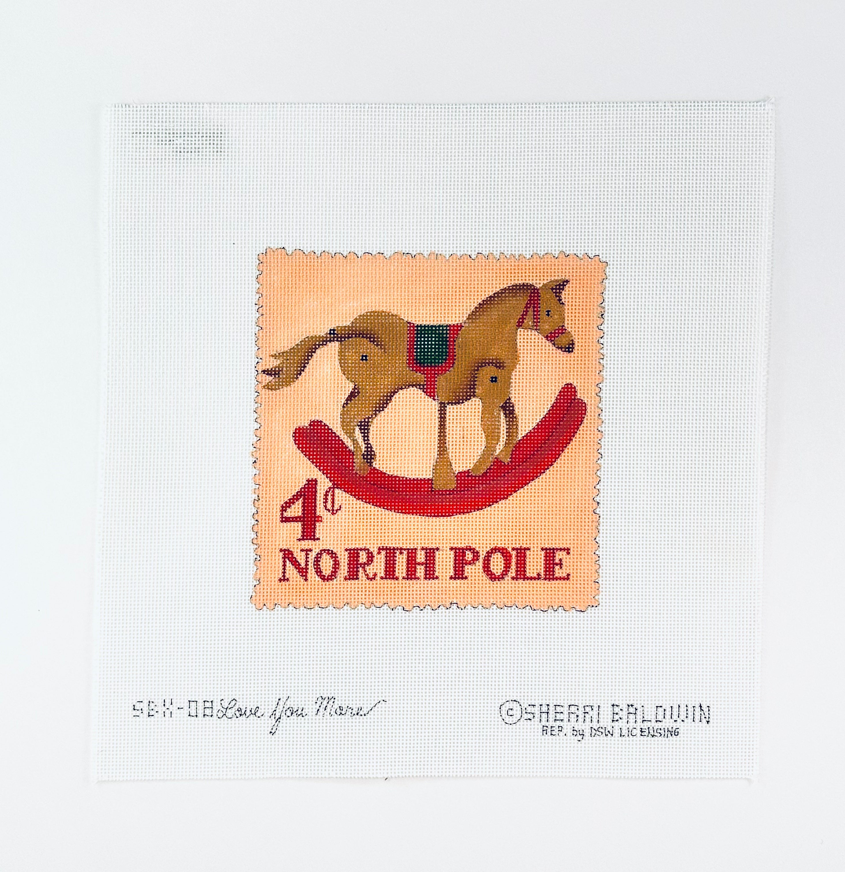 Rocking Horse North Pole Stamp by Sherri Baldwin