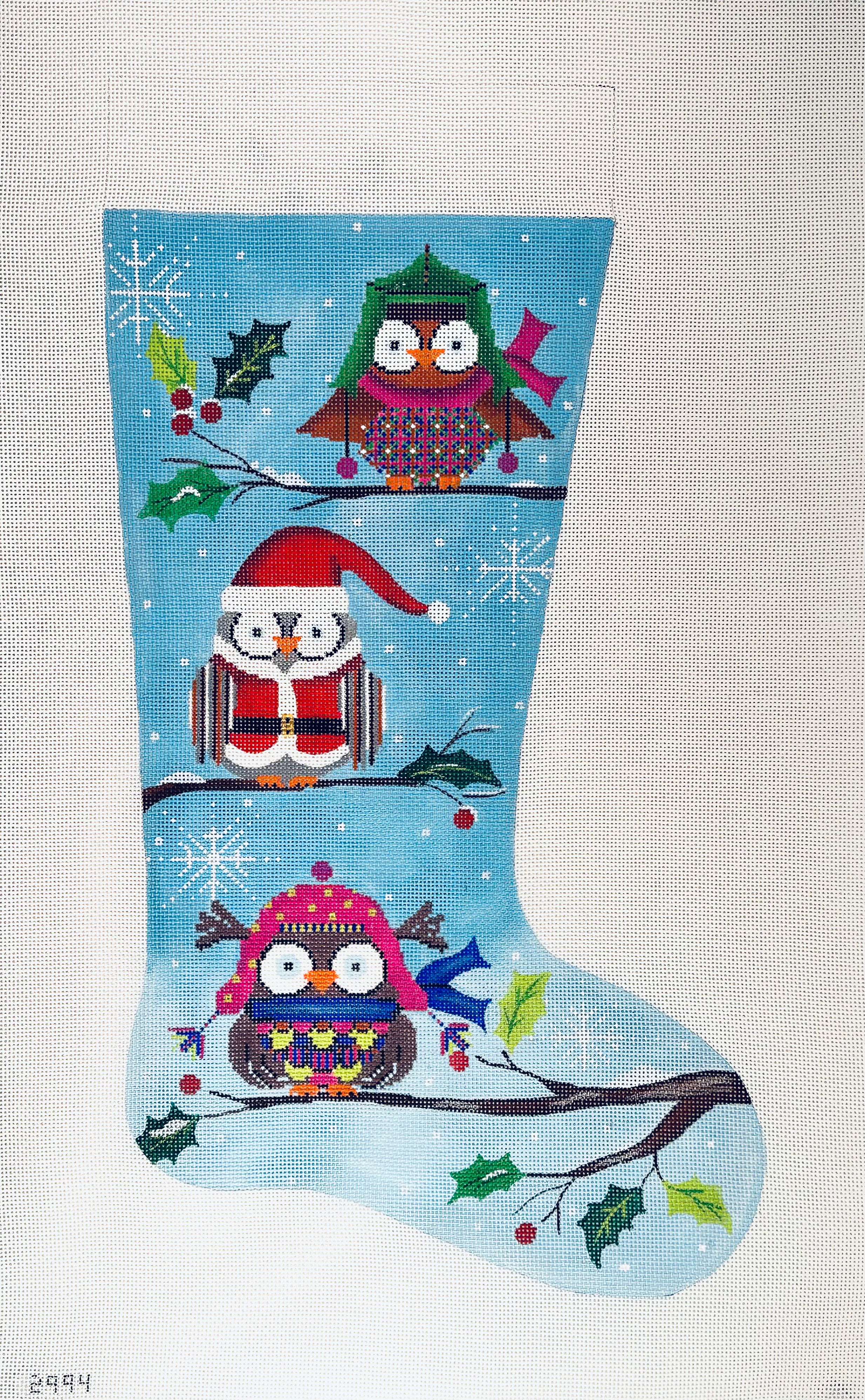 Winter Owls Christmas Stocking by Alice Peterson